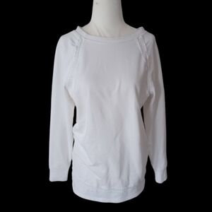 Cotton Blend Sweatshirt, Lou Grey White Crew Neck, (XS)